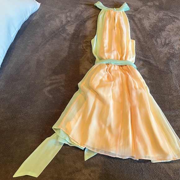 Victoria’s Secret - Seafoam Green/Peach/Cream Halter Dress With Belt, Size Small - Picture 3 of 8